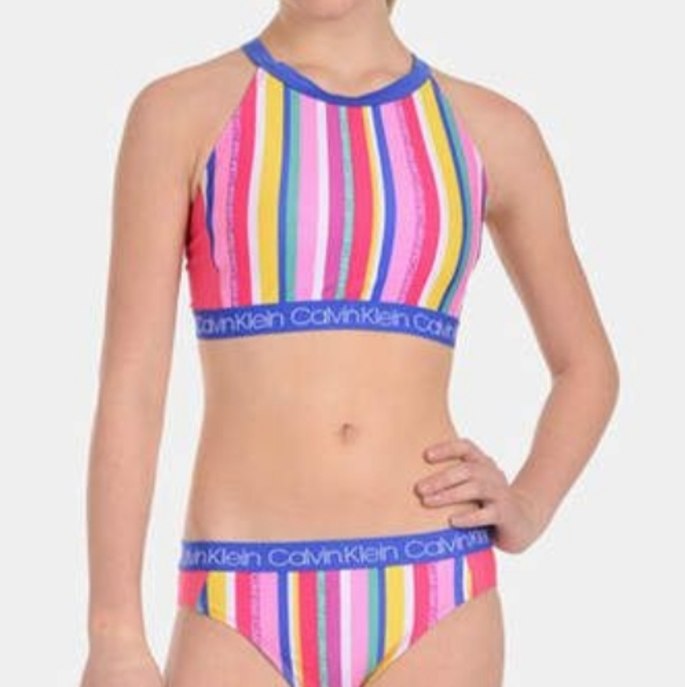 Calvin Klein Girls Swimsuit 2 Piece Size 8 -10 NWT